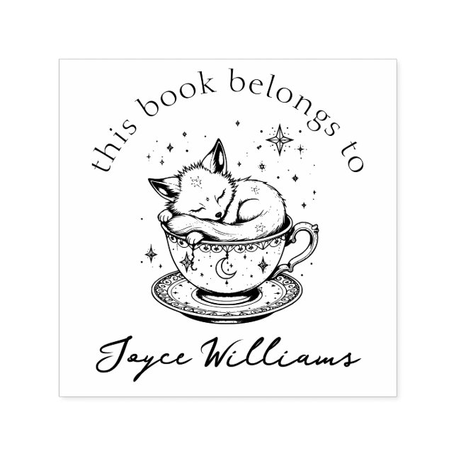 Niedliches Baby Fox Asleep im Magischen Starry Tea Permastempel (Design)