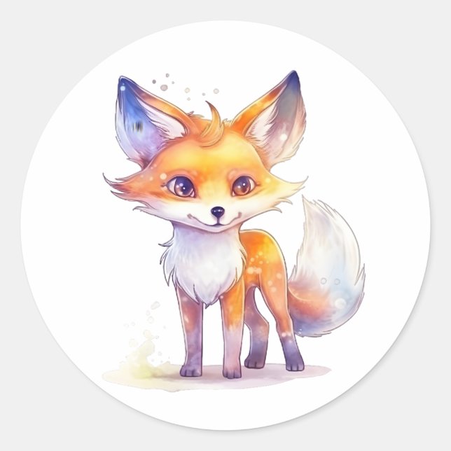 Niedliches Baby Fox Round-Aufkleber Runder Aufkleber (Vorderseite)