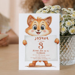 Niedliches Baby Fox und Kindergeburtstag-Party sig Einladung