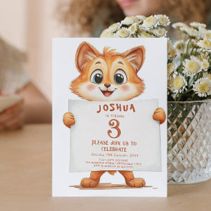 Niedliches Baby Fox und Kindergeburtstag-Party sig Einladung