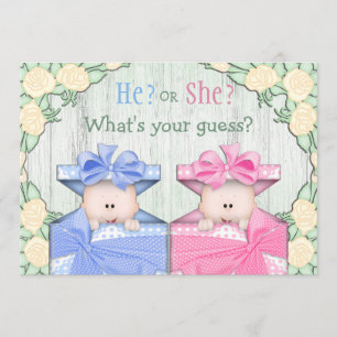 Niedliches Baby Gender Reveal Party Babys in Boxen Einladung
