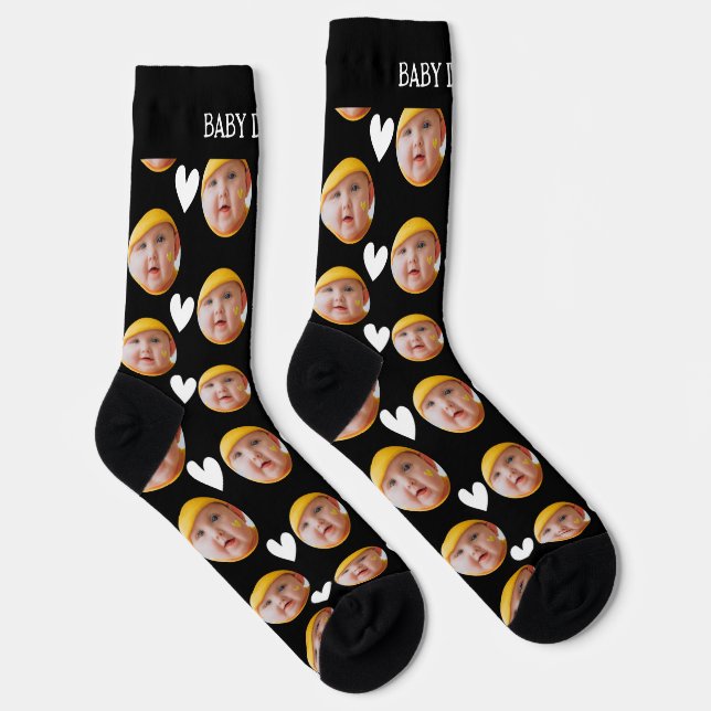 Niedliches Baby-Gesicht Neue Vater-Foto Socken (Rechts)