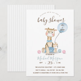 Niedliches Baby Giraffe Ballon Stripes Babydusche Einladung