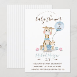 Niedliches Baby Giraffe Ballon Stripes Babydusche  Einladung