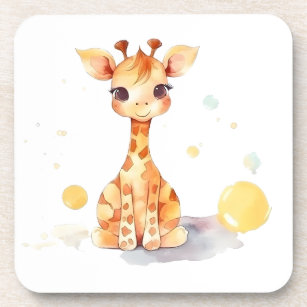 Niedliches Baby Giraffe Hard Plastic Untersetzer
