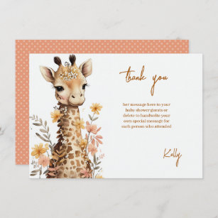 Niedliches Baby-Giraffe Kinderdusche Dankeskarte