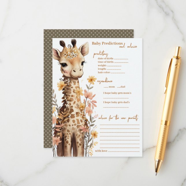 Niedliches Baby-Giraffe Kinderdusche Hinweiskarte (Vorderseite/Rückseite Beispiel)