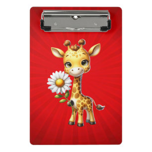 Niedliches Baby Giraffe mit Daisy Blume-88681 Mini Klemmbrett