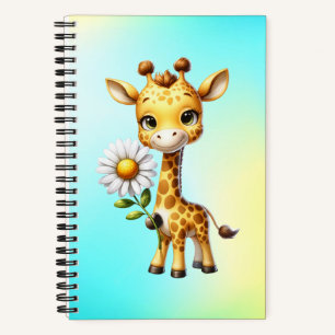 Niedliches Baby Giraffe mit Daisy Blume-88681 Notizbuch