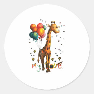 Niedliches Baby Giraffe mit farbenfrohen Balloons Runder Aufkleber