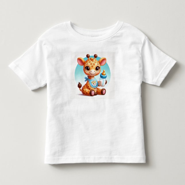 Niedliches Baby Giraffe mit Flasche Kleinkind T-shirt (Vorderseite)