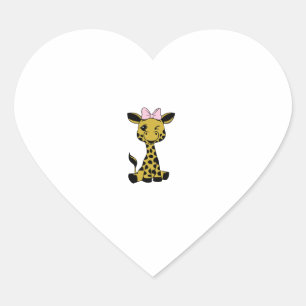 niedliches Baby Giraffe mit rosa Bogen Herz-Aufkleber