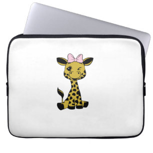 niedliches Baby Giraffe mit rosa Bogen Laptopschutzhülle
