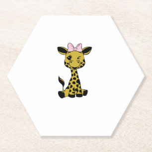 niedliches Baby Giraffe mit rosa Bogen Untersetzer