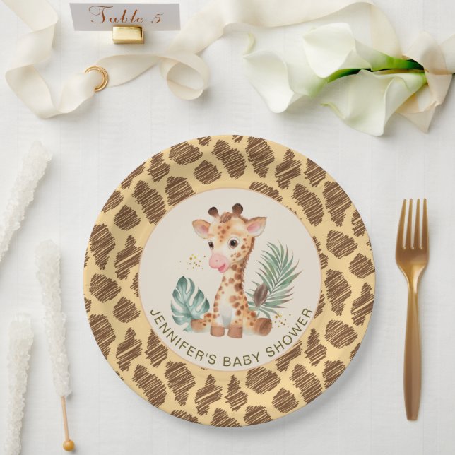 Niedliches Baby Giraffe Safari Animal Print Pappteller (Hochzeit)