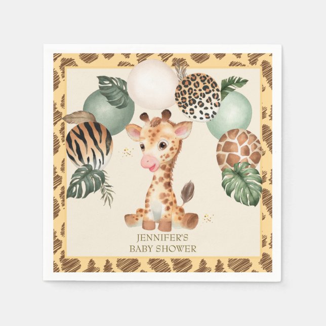 Niedliches Baby Giraffe Safari Animal Print Serviette (Vorderseite)