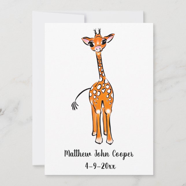 Niedliches Baby Giraffe, Safaritiere Einladung (Vorderseite)