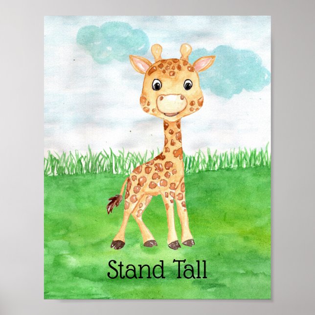 Niedliches Baby Giraffe Stand Tall Quote Kinderzim Poster (Vorne)