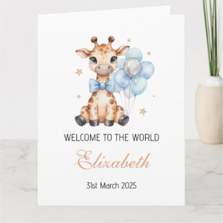 Niedliches Baby-Giraffe Willkommen in der Welt Karte
