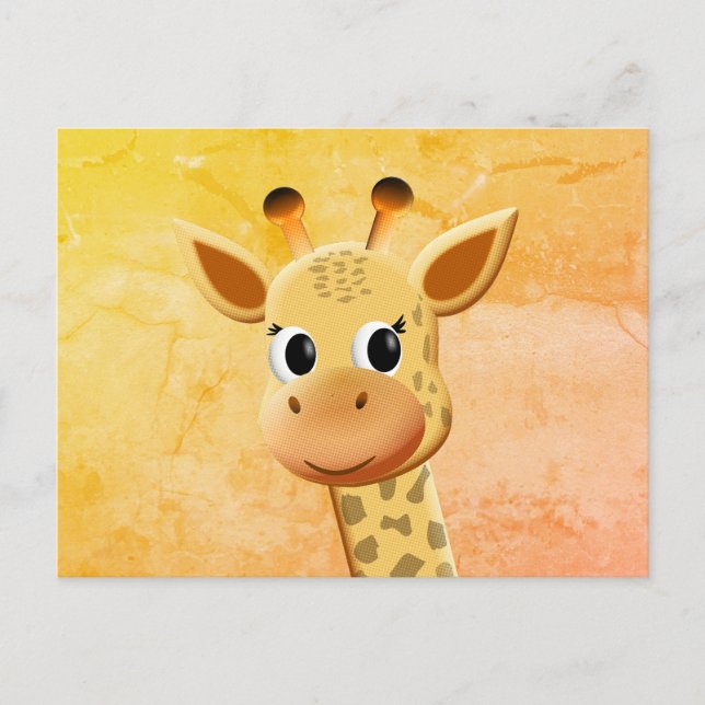 Niedliches Baby Giraffe Zeichnend Postkarte (Vorderseite)