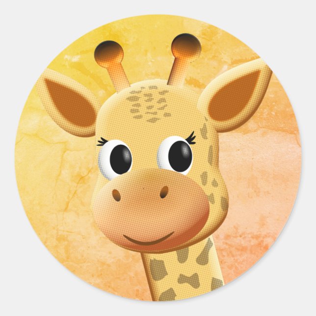Niedliches Baby Giraffe Zeichnend Runder Aufkleber (Vorderseite)