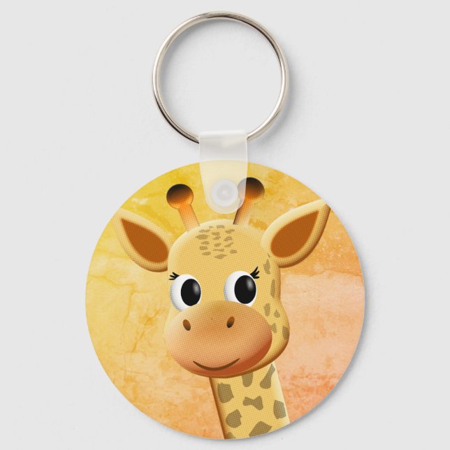 Niedliches Baby Giraffe Zeichnend Schlüsselanhänger (Rückseite)