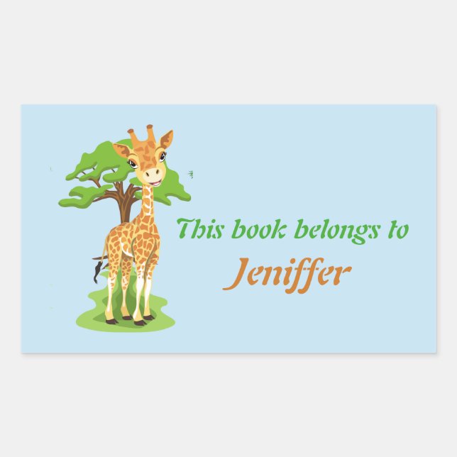 Niedliches Baby Giraffe zurück in die Schule Rechteckiger Aufkleber (Vorderseite)