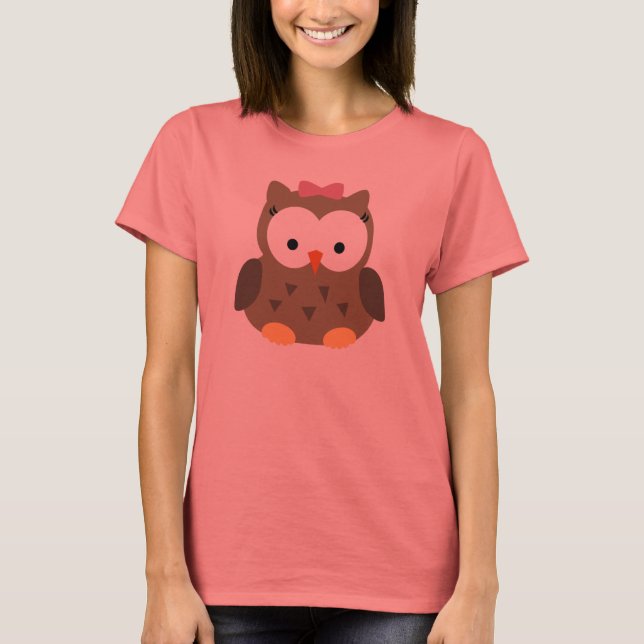 Niedliches Baby-Girl-Eule mit rosa Bow T-Shirt (Vorderseite)