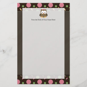 Niedliches Baby Girl Owl mit rosa Bow Briefpapier