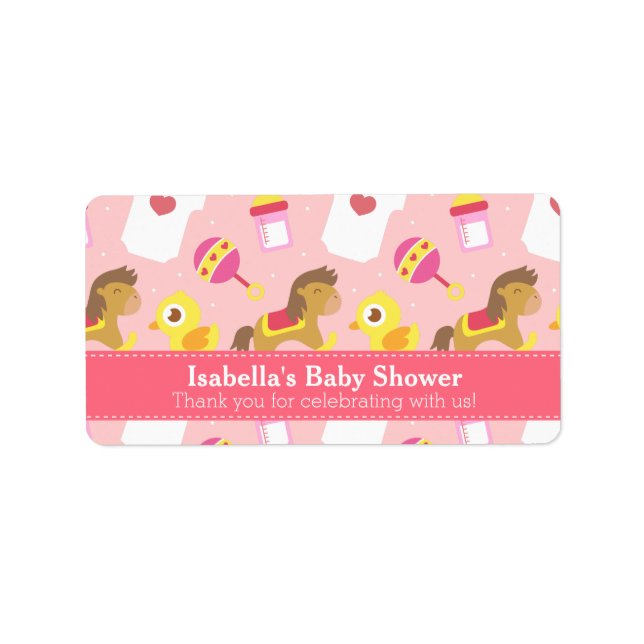 Niedliches Baby-Girl-Spielzeug, Baby-Dusche Gastge Adressaufkleber (Vorne)