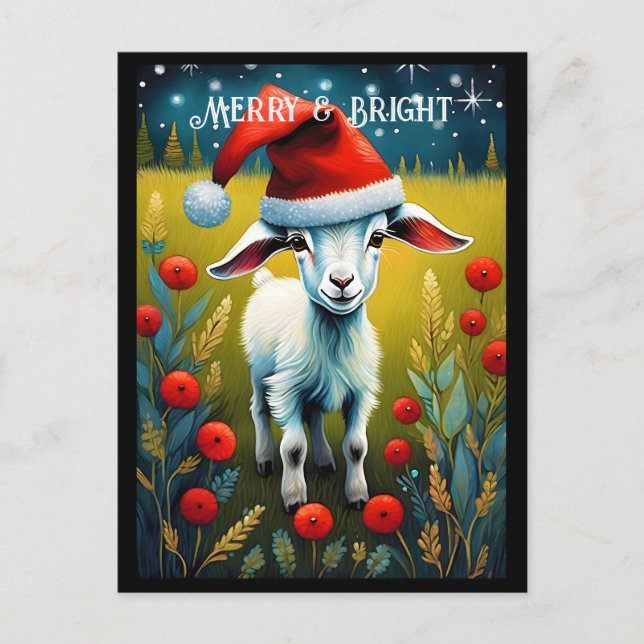 Niedliches Baby Goat Kid Meadow Weihnachtsfest Postkarte (Vorderseite)