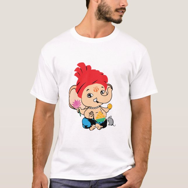 Niedliches Baby-hindischer Gott Bal Ganesh T-Shirt (Vorderseite)