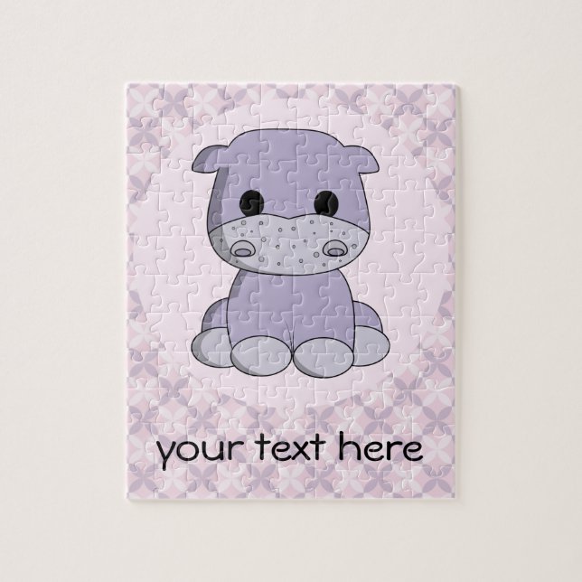 Niedliches Baby Hippo Cartoon Kinderpuzzle (Vertikal)