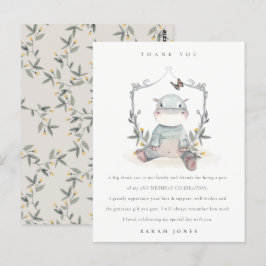 Niedliches Baby Hippo Foliage jedes Alter Geburtst Postkarte