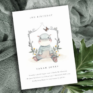 Niedliches Baby Hippo Foliage jedes Alters zum Geb Dankeskarte