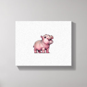Niedliches Baby Hippo Moo Deng - Spaß und Spielfre Leinwanddruck