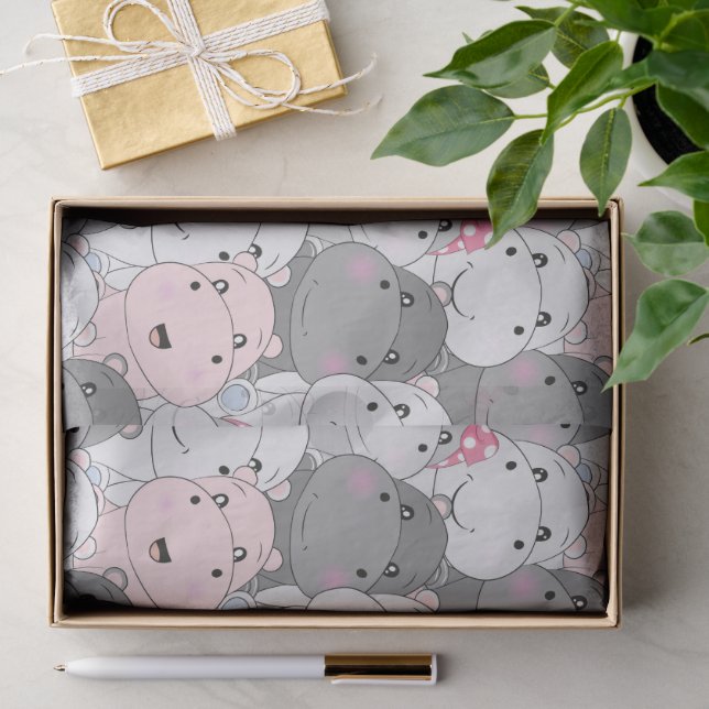 Niedliches Baby Hippos Tissue Paper Seidenpapier (Geschenk)