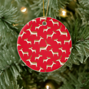 Niedliches Baby-Hirsch und Familie Keramik Ornament