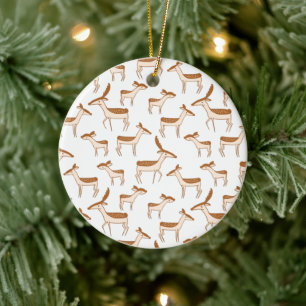 Niedliches Baby-Hirsch und Familie Keramik Ornament