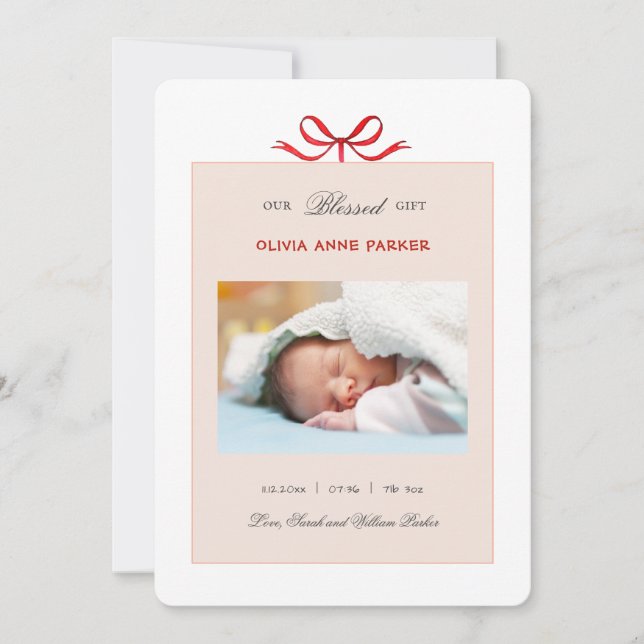 Niedliches Baby Holiday Birth Ankündigung (Vorderseite)