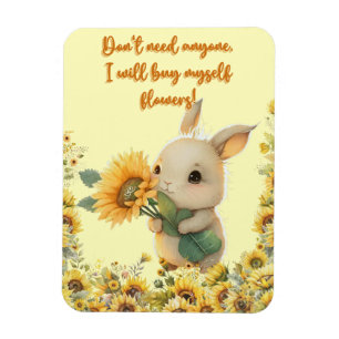 Niedliches Baby-Kaninchen mit Sonnenblumen-Flexibl Magnet