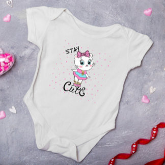Niedliches Baby Kitten Hearts Girl bleibe Strampler