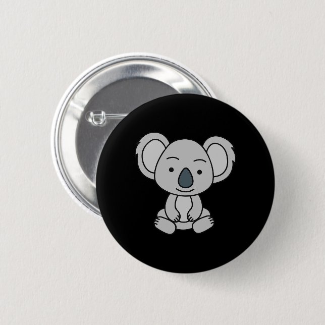 Niedliches Baby Koala mit einem Lächeln im Boden Button (Vorne & Hinten)