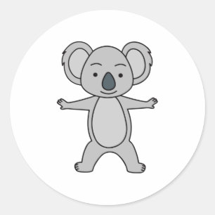 Niedliches Baby Koala mit Lächeln Stehend Runder Aufkleber