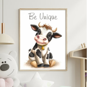Niedliches Baby Kuh Animal Print Poster