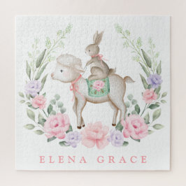 Niedliches Baby Lamb & Bunny Floral Greenery Oster
