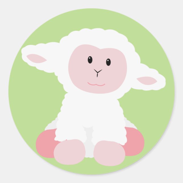 Niedliches Baby Lamb Runder Aufkleber (Vorderseite)