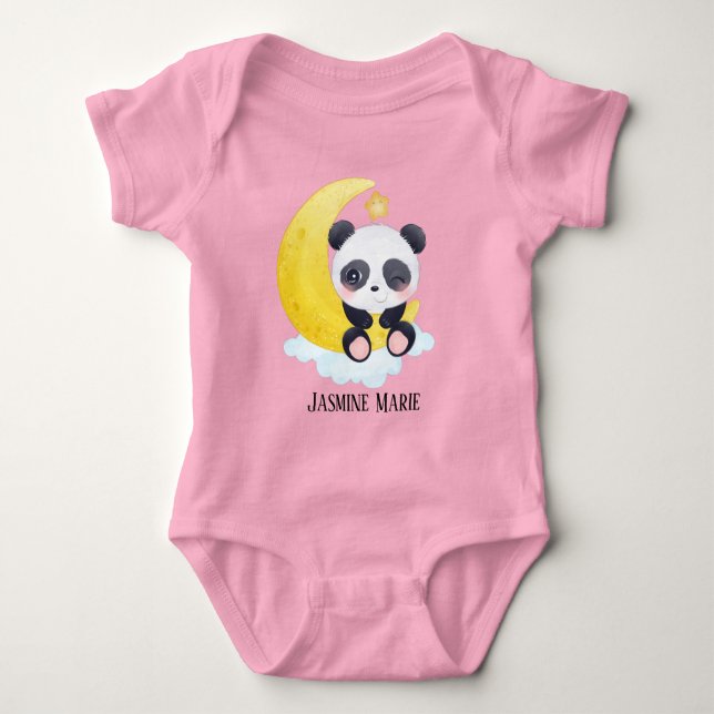 niedliches Baby-Mädchen geben Namen Panda Baby Strampler (Vorderseite)