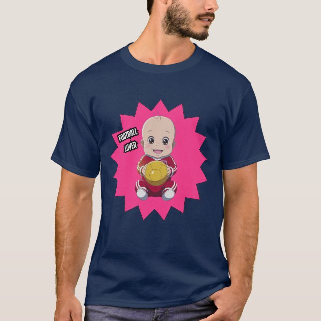 Niedliches Baby mit Fußballspieleroutfit T - Shirt (Vorderseite)