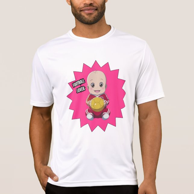 Niedliches Baby mit Fußballspieleroutfit T - Shirt (Vorderseite)